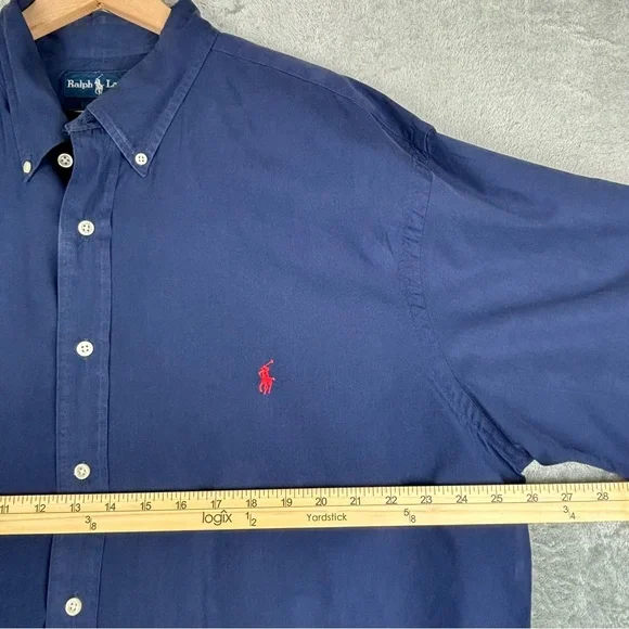 Polo Ralph Lauren Shirt Mens XLT Blue Button Down Short Sleeve Classic Fit - Picture 13 of 16